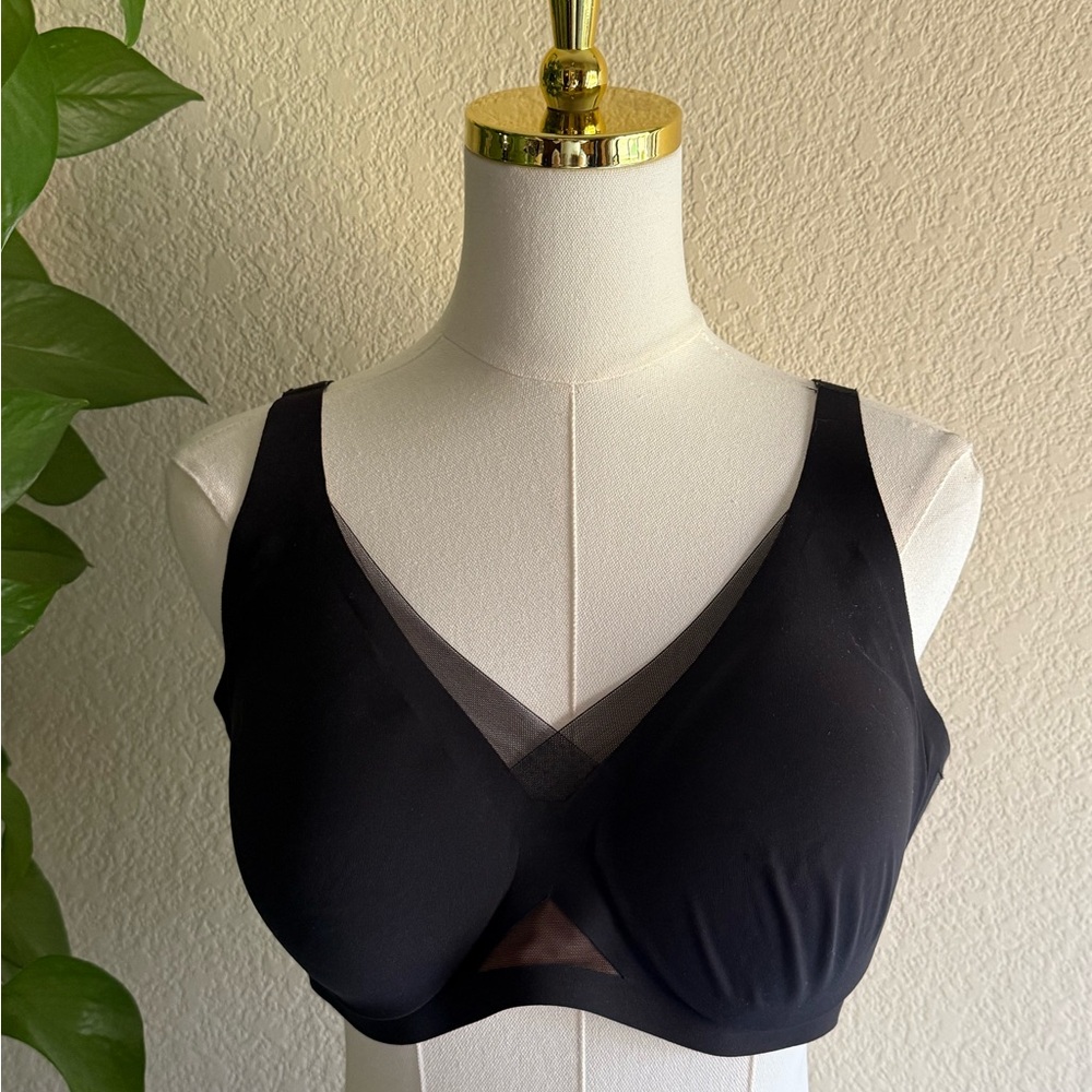 Honeylove Wireless T-Shirt Bra 36D/DD(E) Black Nylon Adjustable Straps.   014